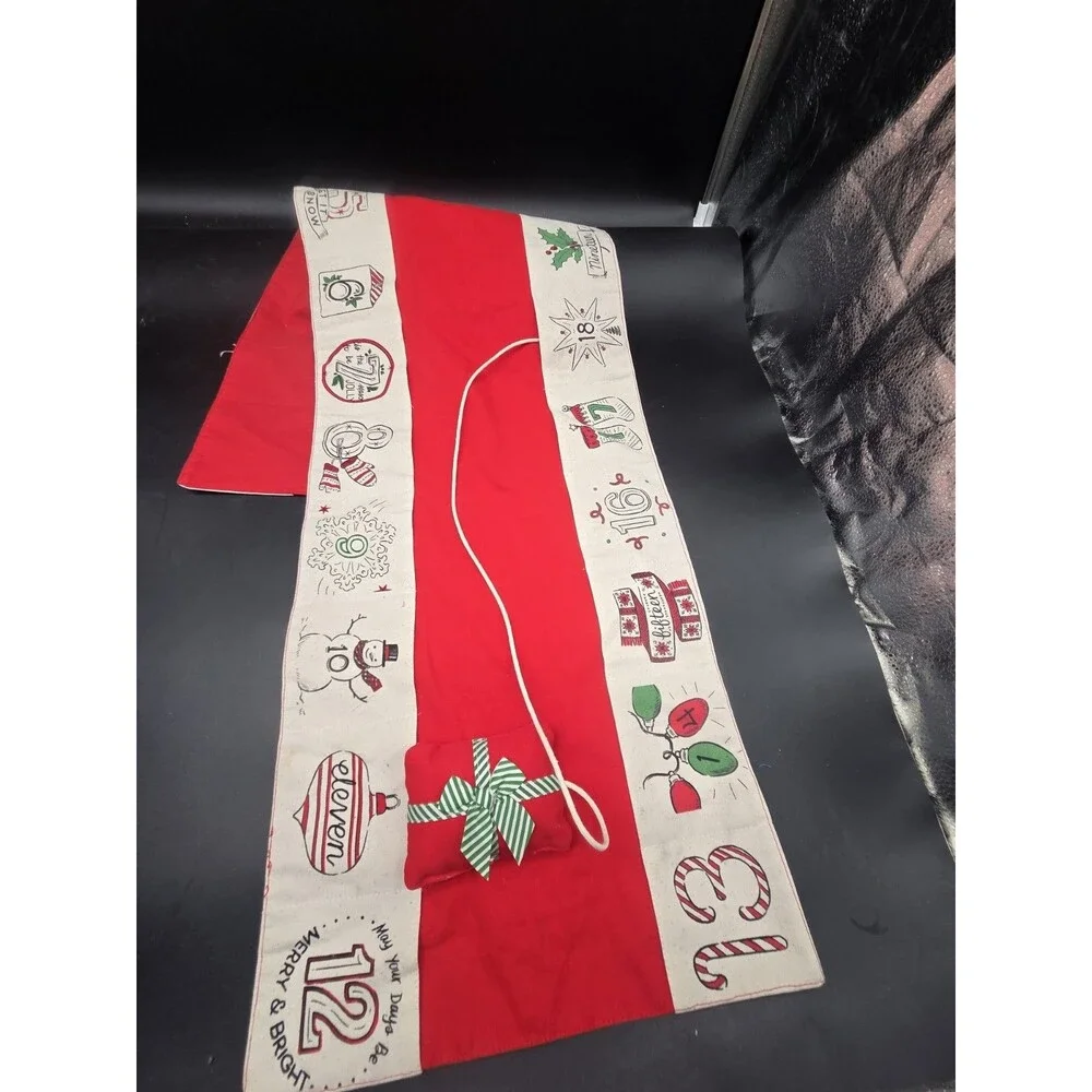 Advent Calendar Christmas Table Runner Red 14